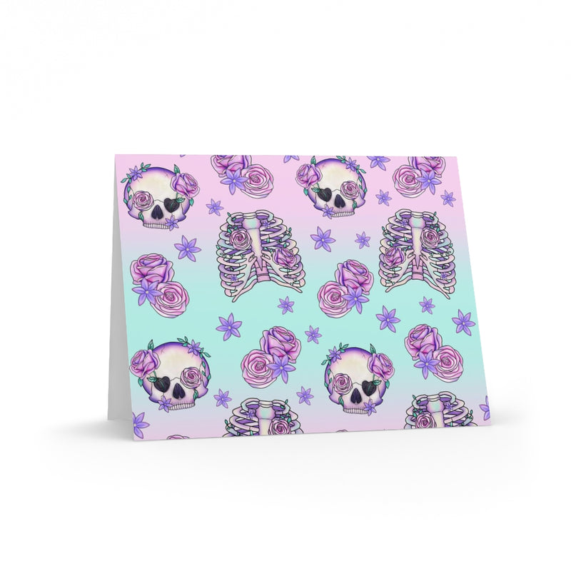 Skull and Roses Greeting Cards (Pastel)