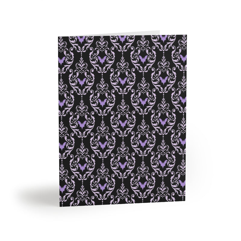 Bat Damask Greeting Cards (Lavender)