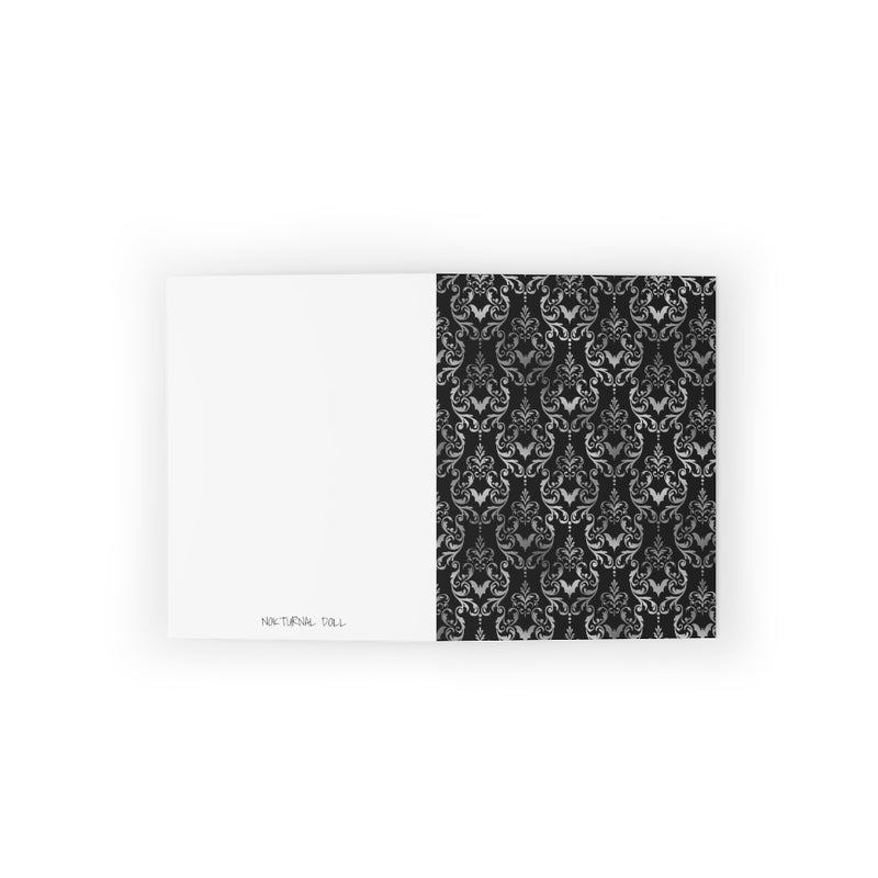 Bat Damask Greeting Cards